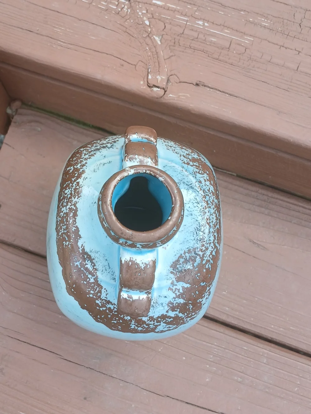 Distressed Turquoise Ceramic Vase